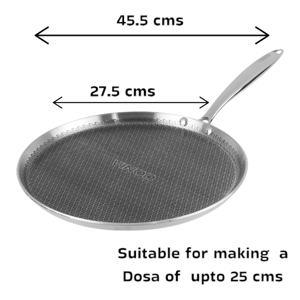 Vinod Platinum Triply Stainless Steel Dosa Tawa | Non-Stick & Induction Friendly - 28 cms (Medium)