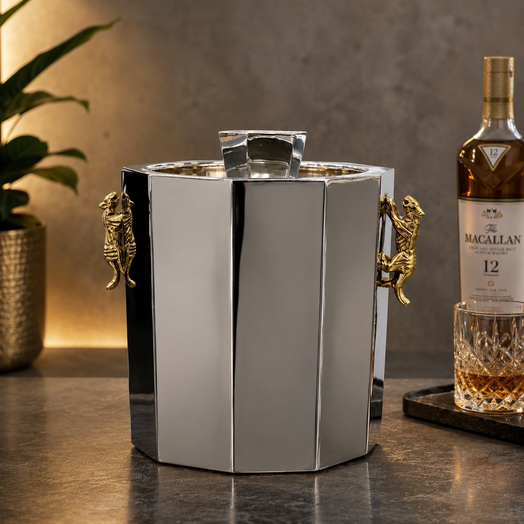 Sage Koncpt Jaguar Double-Wall Ice Bucket, Chrome Plated — Bihari Bartan Bhandar