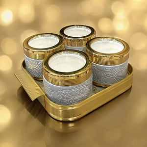 DouxDecor Premium Dry Fruit 4 Jars Candy with Metallic Tray, Premium Serve-ware for Hosting and Gifting