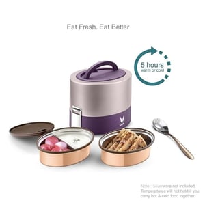 Vaya Tyffyn Insulated Lunch Box, 2 Containers, 600 ml | VacuTherm Keeps Food Hot/Cold 5-6 Hrs, Leak-Resistant Stainless Steel image 13