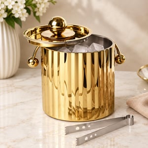 Sage Koncpt Fluted Double-Wall Ice Bucket, Gold PVD