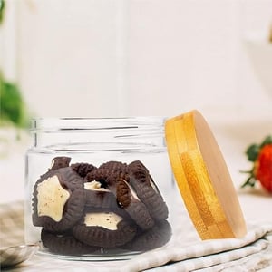 DUBBLIN Borosilicate Glass Jar with Airtight Wooden Lid - 300 ml