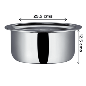 Vinod Platinum Triply Stainless Steel Tope with Lid (Patila) | Induction & Gas Compatible Cookware - 2.8 Litres