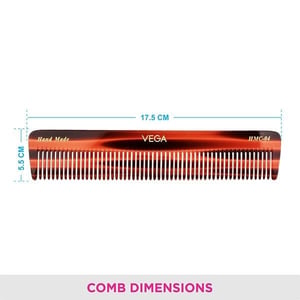 Vega Dressing Comb (HMC-04) | Handcrafted Cellulose Acetate, Anti-Static, Smooth Rounded Teeth Reduce Hair Fall image 2