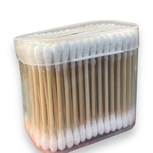 Cotton Ear Buds, Pack of 100 | Soft Double-Sided Cotton Swabs on Sturdy Bamboo Sticks for Gentle Ear Care image 2