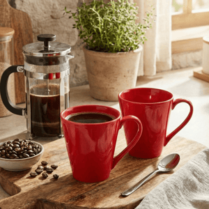 Tatva Porcelain 2 Pcs Mug Set, 300 ml Mugs suitable for Coffee and Teas - Design - 4