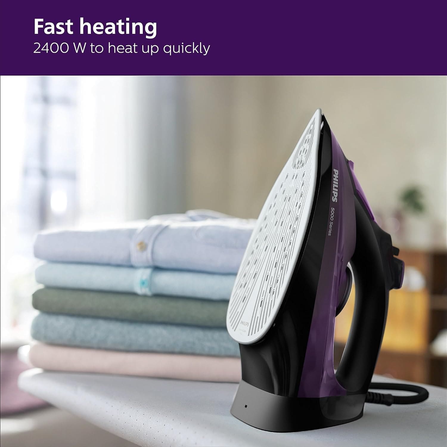 Philips Steam Iron with SteamGlide Plus Soleplate 2400 Watts - DST5030/80, 2 years warranty