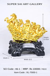 Running Horses Sculpture (gold on black base)