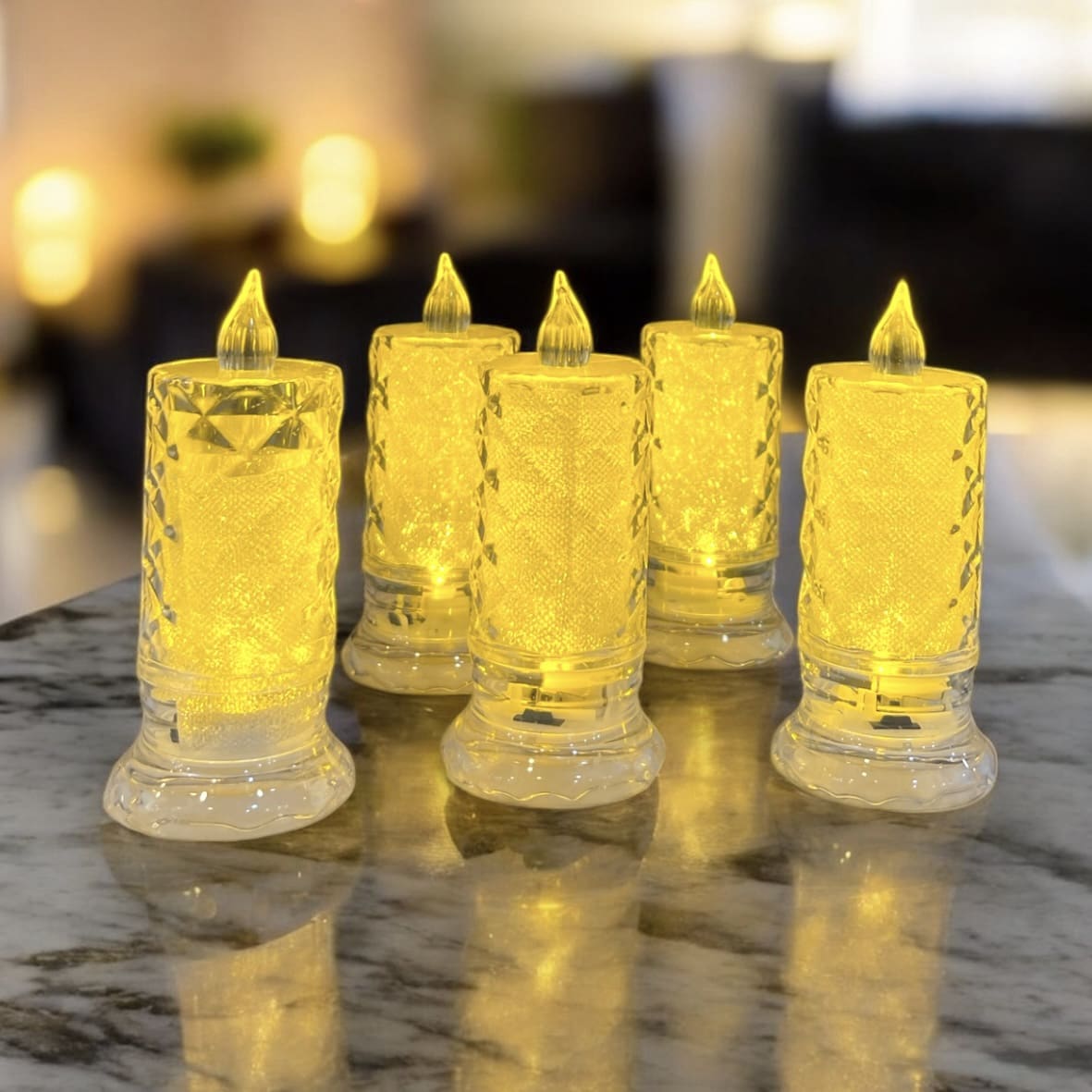 Yellow Crystal LED Candles (Pack of 12)
