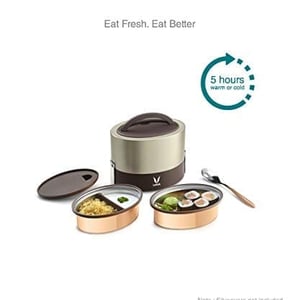 Vaya Tyffyn Insulated Lunch Box, 2 Containers, 600 ml | VacuTherm Keeps Food Hot/Cold 5-6 Hrs, Leak-Resistant Stainless Steel image 4