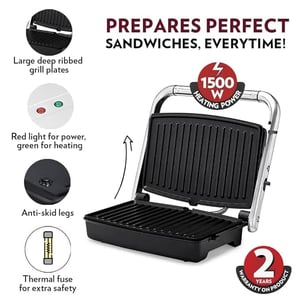 Borosil Jumbo Grill Sandwich Maker – 1500W, 180° Open Flexibility, Non-Stick Grill Plates, Ideal for Large Sandwiches, 2 Years Warranty image 5