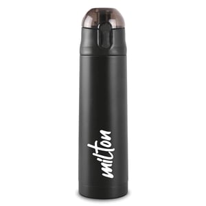 Milton Crown Thermosteel Water Bottle, 12 Hours Hot & Cold  - Black - 900 ml