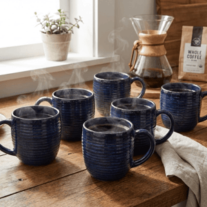 Tatva Cutting Chai Tea Cups, 6 Pcs Ceramic Tea Cups Set, 175 ml Capacity - Design-2