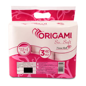 Origami 3-Ply Toilet Paper Rolls (Pack of 12), Anti Clog Paper image 2