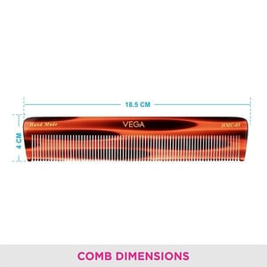 Vega Dressing Comb (HMC-03) | Handcrafted Cellulose Acetate, Anti-Static, Smooth Rounded Teeth Reduce Hair Fall image 2