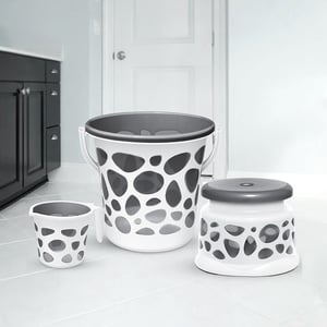 Milton Duplex Spa 3 Pcs Set, Includes Bucket, Mug & Stool, Trendy Bathroom Set for everyday use - Gray