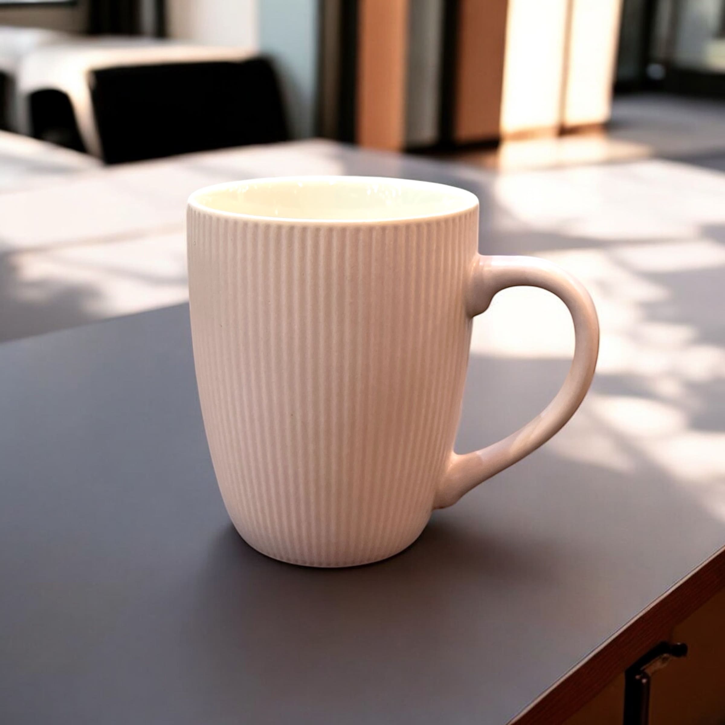 Grace Minimalist Ribbed Ceramic Milk Mug | Matte Finish, Anti-Scratch Surface