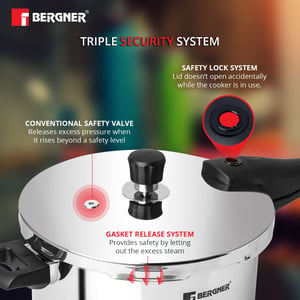Bergner Argent Tri-Ply Pressure Cooker (3.5 Litres Wide) image 2
