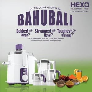 Havells Hexo 1000 Watts Juicer Mixer Grinder (JMG), 3 Jar, Heavy Duty Mixer