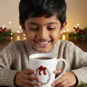 Tatva Christmas Edition Ceramic Mug, 300 ml Mug Ideal for Tea and Coffee in Chaukhandi