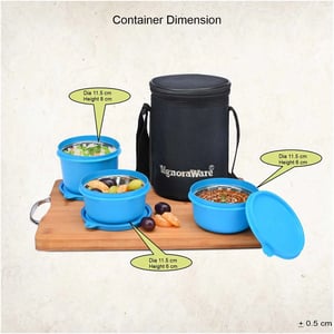 Signoraware Monarch Executive Medium Microsafe Steel |Microwave Safe Lunch Box (3 Stainless Steel Containers + Insulated Bag) (500ml+350ml+350ml) , Set of 3 | Office Series image 3