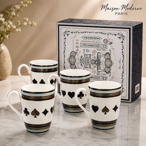Maison Moderne Paris Card Suit Porcelain Coffee Mug, Set of 4