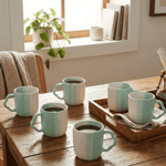 Tatva Cutting Chai Tea Cups, 6 Pcs Ceramic Tea Cups Set, 175 ml Capacity