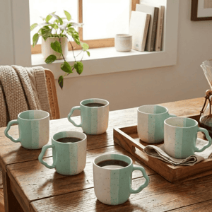 Tatva Cutting Chai Tea Cups, 6 Pcs Ceramic Tea Cups Set, 175 ml Capacity