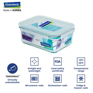GLASSLOCK CLASSIC AIRTIGHT TEMPERED FOOD CONTAINER - 1100 ML, Leak Proof, BPA Free, Microwave & Freezer Safe & Airtight image 3