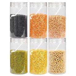 Pearlpet Tiffany Round Jars - Set of 6, Air Tight, Leak Proof, Anti-Odor - 1700 ml