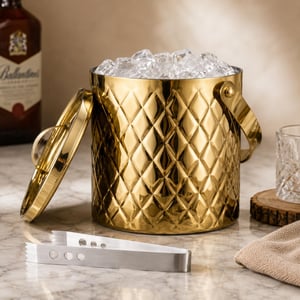 Sage Koncpt Diamond Double-Wall Ice Bucket with Tongs - Gold