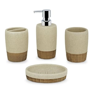 FREELANCE SOHO 4 PCS BATHROOM SET, Premium Bathroom set, PVC Based Stoneware, Lightweigh & Durable - SO0830