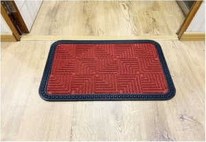 Saprose Mighty Outdoor Mat, 40 x 60 cm | Dirt-Trapper, Anti-Skid & Washable Entrance Doormat – Red