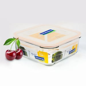 GLASSLOCK CLASSIC AIRTIGHT TEMPERED FOOD CONTAINER - SQUARE - 2600 ML, Leak Proof, BPA Free, Microwave & Freezer Safe & Airtight