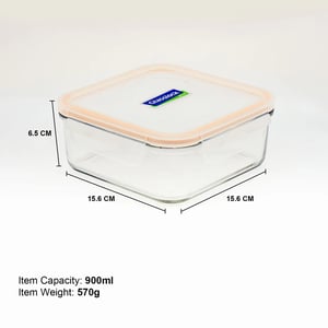 GLASSLOCK CLASSIC AIRTIGHT TEMPERED FOOD CONTAINER - SQUARE - 900 ML, Leak Proof, BPA Free, Microwave & Freezer Safe & Airtight image 4