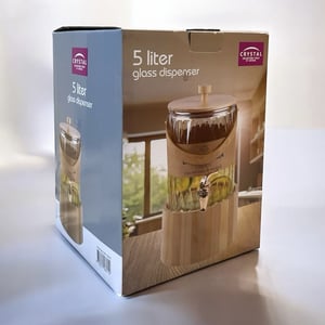 Crystal Glass Dispenser with Wooden Base, Suitable for Serving Cold Beverages and Thoughtful Gifting image 4