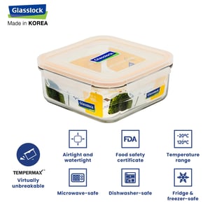 GLASSLOCK CLASSIC AIRTIGHT TEMPERED FOOD CONTAINER - SQUARE - 900 ML, Leak Proof, BPA Free, Microwave & Freezer Safe & Airtight image 3