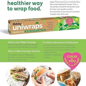 Oddy Uniwraps Food Wrapping Paper – 20 Metres, Non-Stick, Eco-Friendly, Microwave & Freezer Safe, Ideal for Tiffins, Baking & Storage image 4
