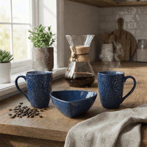 Tatva Royal Serving Set, Ceramic Set with 2 pcs Mugs and 1 Bowl