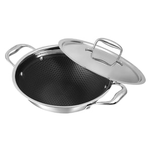 Vinod Platinum Triply Stainless Steel Non-Stick Kadai | Induction Friendly Kadai for Healthier Cooking