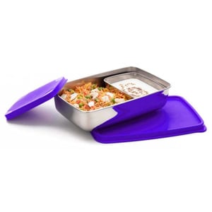 Signoraware Compact Steel Lunch Box (Big),  BPA Free, Microwave & Dishwasher Safe, Ideal for School, Office & Travel Purposes - Purple