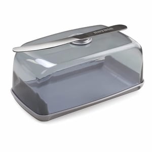 Nayasa Smart Butter Dish with Magnetic Butter Knife Holder & Side Section - Gray