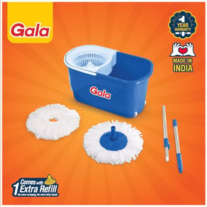 Gala Plastic Quick Spin Mop, Easy Wheels & Big Bucket With 2 Microfiber Refills image 6
