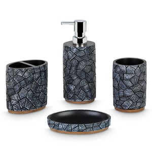 FREELANCE SOHO 4 PCS BATHROOM SET, Premium Bathroom set, PVC Based Stoneware, Lightweigh & Durable - SO03Y