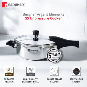 Bergner Argent Tri-Ply Pressure Cooker (3.5 Litres Wide) image 3