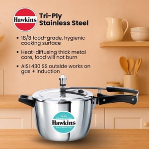 Hawkins 4.5 Litre Triply Stainless Steel Pressure Cooker, Inner Lid Cooker, Silver (HSST45) image 2