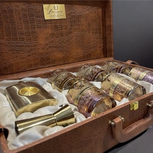 Regal Whiskey Glassware & Flask Gift Set – Handcrafted Luxury with Gold Detailing in Premium Case image 3