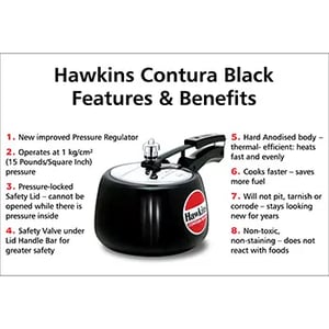 Hawkins Contura Black Pressure Cooker, Hard Anodised Body, 5 year warranty* image 2