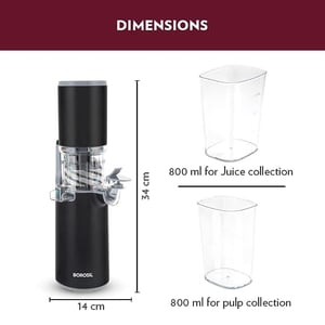 Borosil Easy Juice Cold Press Slow Juicer, 130 watts, 1 Year Warranty, Portable Slow Juicer, Ideal for nutrient rich juice image 3
