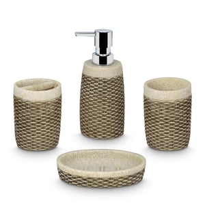 FREELANCE SOHO 4 PCS BATHROOM SET, Premium Bathroom set, PVC Based Stoneware, Lightweigh & Durable - SO0551